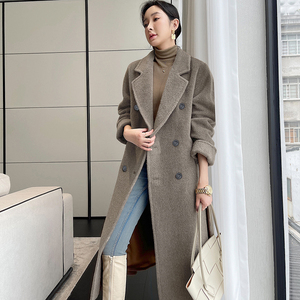 Made in China high-end personalizzato di alta qualità vicuna alpaca turbato per mantenere caldo cappotto in Cashmere a maniche lunghe con lacci a doppio petto - Product Image 4