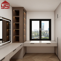 Armoire moderne minimaliste sur mesure avec panneaux en contreplaqué et bande lumineuse LED pour la zone de dressing de la chambre