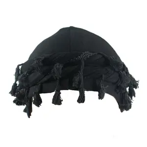Wholesale Cycling Sports Vintage Twist Head Wrap Durag Double Layer Satin Lining Men Turban Durag With Tassels