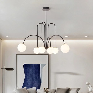 Nouveau postmoderne minimaliste créatif en fer forgé coude ampoule lustre salon cuisine île moderne verre suspension - Product Image 4