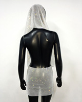 Robe Mini Scintillante de Soirée Élégante et Sexy pour Femme, Modèle Été 2026, Dos Nu, Ornée de Cristaux et de Paillettes, avec Capuche