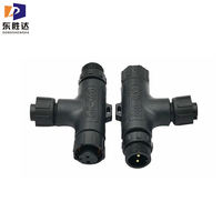 Connecteur en T en plastique 2 broches 3 voies industriel circulaire solide mâle femelle aviation IP67 étanche M12