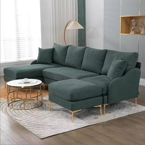 Juego de Sofás Modulares Seccionales Sans Convertible para Sala de Estar, Uso en Apartamentos y Hoteles, Tela Verde - Product Image 1