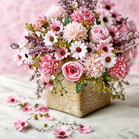 Bouquet de mariée en mousse à 7 tiges, style européen, faite à la main, avec marguerites et roses, fleurs artificielles parfaites pour les mariages en extérieur