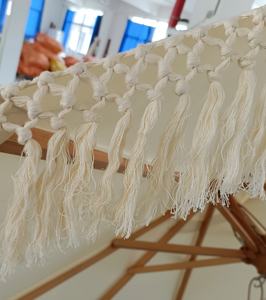 Большой открытый деревянный цветной столб, белый макраме Бали, пляжный зонт с кисточкой и бахромой - Product Image 3