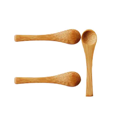 Colher de fibra de bambu para ouvido, colher de bambu com mini colher cocô de bambu sorvete