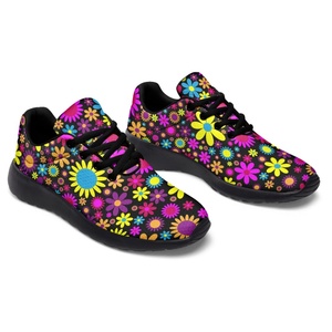 Factory Wholesale Sports Running <strong>Shoes</strong> Customized <strong>Funky</strong> Retro Flowers Printed Sneakers Women Lightweight Casual Walking <strong>Shoes</strong> - Product Image 3