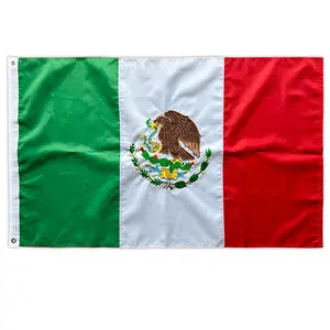 Drapeaux brodés du Mexique faits à la main sur mesure 100x150 cm