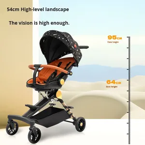 Poussette bébé pliable à rotation à un bouton, repose-pieds inclinable, cadre en plastique durable, capacité de charge de 20 kg, 0-3 ans, marque British Reel - Product Image 2