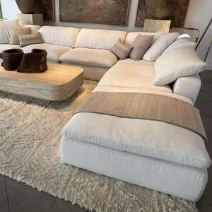 Ensemble de meubles de salon de luxe haut de gamme : Canapé d'angle rembourré moderne et table basse assortie - Product Image 4