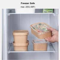 Boîte à lunch rectangulaire jetable en papier kraft avec couvercle transparent en plastique, boîte alimentaire réfrigérable et micro-ondable pour salades, nouilles, collations