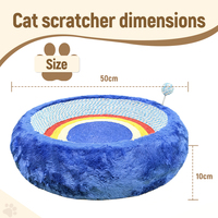 Lit grattoir pour chat mignon avec bord en peluche, tapis à gratter en sisal tressé, lit rond pour chats d'intérieur