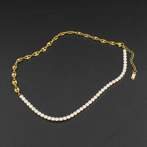 Vente en gros <span class=keywords><strong>de</strong></span> colliers et bracelets en acier inoxydable avec grains <span class=keywords><strong>de</strong></span> <span class=keywords><strong>café</strong></span> Chaîne à maillons Collier en cristal pour femmes Cadeau pour filles - Product Image 3