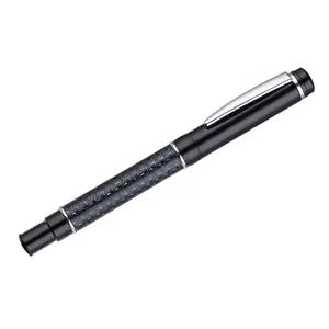 Juego de bolígrafos de fibra de carbono con logotipo personalizado, set de regalo de lujo con tinta metálica