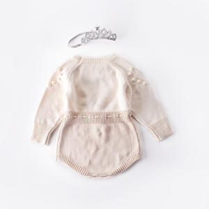 Combinaison en coton pour bébé fille, tenue d'automne-hiver, vêtements pour nouveau-né, adorable combinaison à bretelles en tricot - Product Image 3