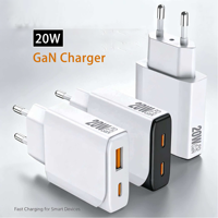 Pengisi Daya HNT Ultra-Compact 20W GaN PD Standar EU Ultra-Tipis Tahan Api USB-A Tipe-C Pengisian Cepat untuk iPhone