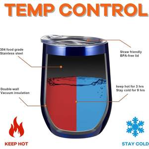 Ensemble de gobelets isothermes en acier inoxydable bleu royal 12 oz avec couvercle et paille – Tasse de voyage réutilisable pour la maison, le bureau et l'extérieur - Product Image 5