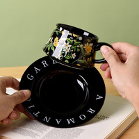 Ensemble de thé et de café de style nordique, luxueux, imprimé de fleurs, écologique, sans BPA, pour le goûter, le petit-déjeuner à la maison, tasse pour couple, cadeau exquis