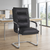 Chaise de bureau KMJ à prix abordable, chaise de visiteur en cuir noir populaire sans roulettes