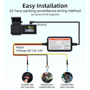 Kit de Cableado ACC para Cámara de Coche y DVR, Entrada de 12V-24V, Cable de Alimentación con Prevención Inteligente de Descarga de Batería - Product Image 2