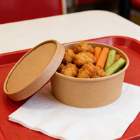 Bols en papier kraft ronds biodégradables jetables étanches pour soupe, salade, collation, fête, vente en gros