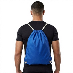 Blue <b>Drawstring</b> Gym Bag Lightweight Sports <b>Backpack</b> Large Capacity Cinch Sack for Fitness Training Travel Casual Use All Seasons - Product Image 1
