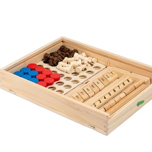 Set di Giochi da Tavolo in Legno 5-in-1 con Scacchi, <span class=keywords><strong>Dama</strong></span>, Shut the Box, Hockey e Sling Puck per Bambini, Adulti e Divertimento in Famiglia - Product Image 2