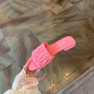 Sandali da donna trapuntati in matelassé, ciabatte piatte con punta quadrata aperta, imbottite, alla moda, estive, casual, da spiaggia - Product Image 1
