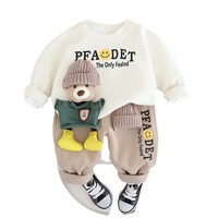 Ensemble de sweat-shirts d'hiver pour bébés garçons, vêtements élégants pour nourrissons en deux pièces, 100% coton, velours côtelé, vêtements décontractés tendance pour l'hiver
