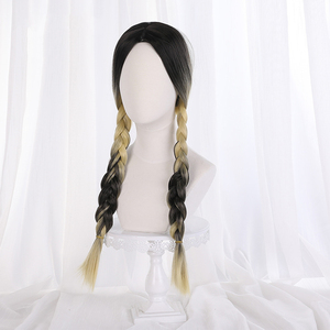 Perruque de cosplay Ainizi de 60 cm, tresses noires mélangées à du blond, personnage de Haitani Ran, inspirée de Tokyo Revengers - Product Image 2