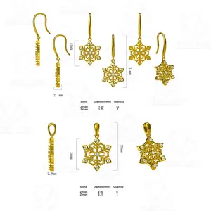 Custom Design CAD Fine Jewelry, CZ Snowflake Fancy Drop Earring