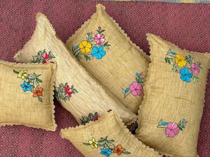 Premium Handmade Embroidered Cushion Cover Floral Design Soft Fabric Decorative <b>Sofa</b> <b>Pillow</b> Cover Living Room - Product Image 2