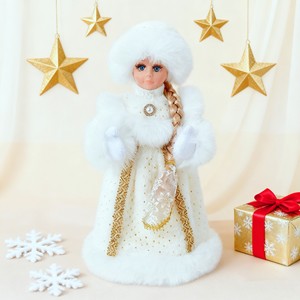 Figuras Decorativas de Snegurochka de 30 cm, Color Blanco Dorado Brillante, Regalos de Año Nuevo Ruso - Product Image 1