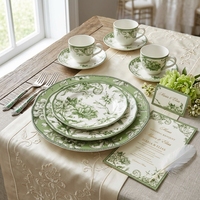 Assiettes en céramique en gros pour hôtels et restaurants – Lot de 8, 10,5 et 12 pouces – Vaisselle en porcelaine à motifs floraux – Vente en gros