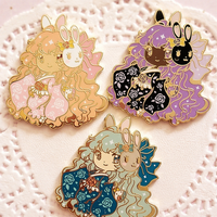 Broche en émail rigide Kawaii Lolita Bunny, motif fille anime et lapin de dessin animé pastel, mignonne, badge de fandom, souvenir