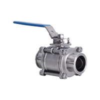 Vanne à boisseau sphérique manuelle à trois colliers de serrage, 1,5 pouce, 1000 WOG, en acier inoxydable 316 CF8M, pour eau haute température, OEM, 2 pièces