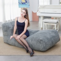 Nuevo y Divertido Puff Multifuncional de Piel Sintética de Conejo con Rayas Grises de Lujo, Cama Tipo Puff Súper Cómoda y Plegable