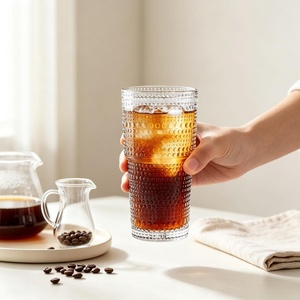 Bicchiere in Vetro Hobnail da 20oz con Coperchio e Cannuccia, Tazza in Vetro Trasparente a Parete Spessa Antigoccia, Adatta al Microonde per Caffè Freddo, Latte, Tè, Succhi - Product Image 4