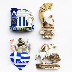 Bandera histórica de Atenas griega Lipsi turismo resina artesanía venta al por mayor Grecia Santorini recuerdo imán Santorini 3D resina nevera imán