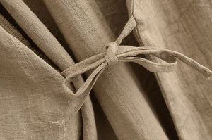 Conjunto de Kimono de Algodón y Lino Personalizado Primavera 2026, Chaqueta Cruzada Abierta y Pantalones con Cordón, Dos Piezas, OEM de Fábrica China - Product Image 6