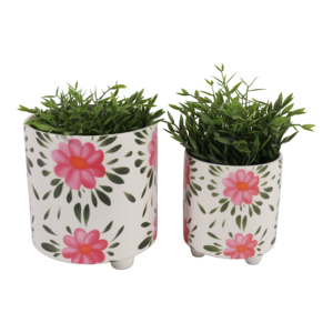 Set di 2 Vasi Decorativi Dipinti a Mano per Interni ed Esterni, Eleganti Fioriere per Soggiorno - Product Image 2