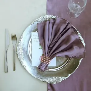 थोक चिकनी शादी सजावटी नैपकिन कस्टम आकार लक्जरी साटन टेबल नैपकिन