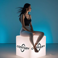Chaise cube LED avec logo personnalisé siège moderne en plastique phosphorescent à affichage éclairé siège de table cube éclairé pour l'extérieur