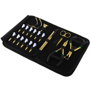 New Model Hair Extension <b>Tool</b> Kit with Stainless Steel <b>Thread</b> Cutting Mini Scissor Hair Parting Finger Sectioning Clips on Sale - Product Image 1