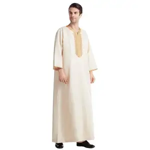 Wholesale Dubai and Kuwaiti style jilabiya khaleeji men thobe eid Arab men's robes Jubba/Robe/ thobe /Thawb