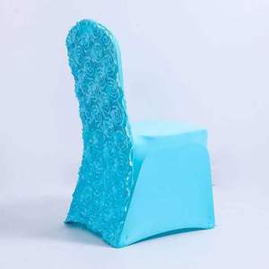 Cubierta de Silla bordada En Rosa 3D สแปนเด็กซ์ลายดอกกุหลาบเก้าอี้ที่คลุมพื้นหลังปักลายกุหลาบปกเก้าอี้