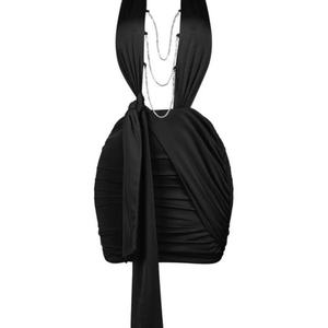 Robe de soirée moulante asymétrique à dos nu et col halter sexy pour femme, collection été 2025 - Product Image 2