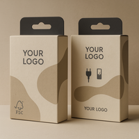 Boîte de papier d'emballage de produits électroniques avec logo personnalisé Boîte à trous suspendus en papier de produit numérique au détail pour accessoires de téléphone