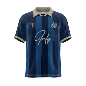 Maillot de football rétro personnalisé avec col polo côtelé OEM maillot de football à rayures en polyester à séchage rapide - Product Image 1