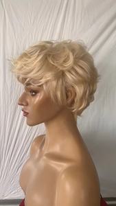 วิกผมทรงพิกซี่สีบลอนด์ขายดีของ Alia วิกผมคุณภาพสูงทรงพิกซี่สั้นแบบ<span class=keywords><strong>หยิก</strong></span> วิกผมลูกไม้ 13x4 13x6 ทรงผมพิกซี่บราซิล - Product Image 2
